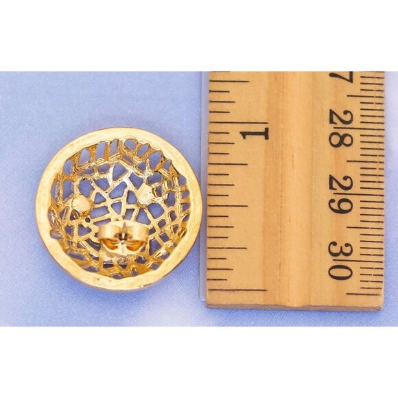 Avon Vintage Golden Circles Stud Earrings - S26 - Picture 2 of 2